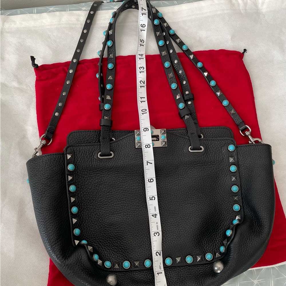 Valentino Garavani Black Crossbody Bag with Turquoise Studs - Picture 11 of 12